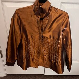 Shiny Copper Button-Up Shirt